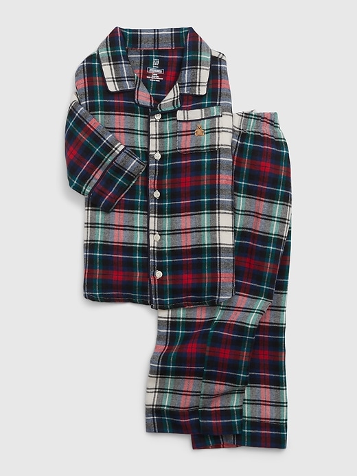 1 of 8 showing, with the color holiday plaid of product Baby & Toddler Recycled PJ Set