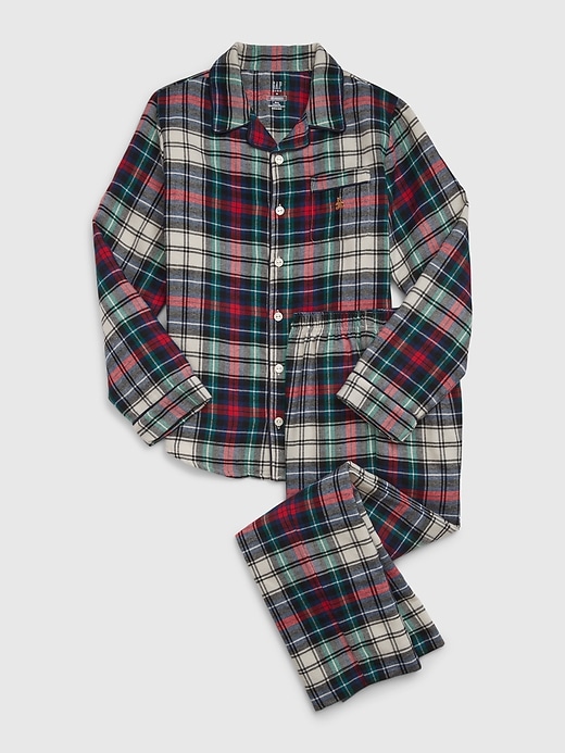 1 of 8 showing, with the color holiday plaid of product Kids Recycled Plaid PJ Set