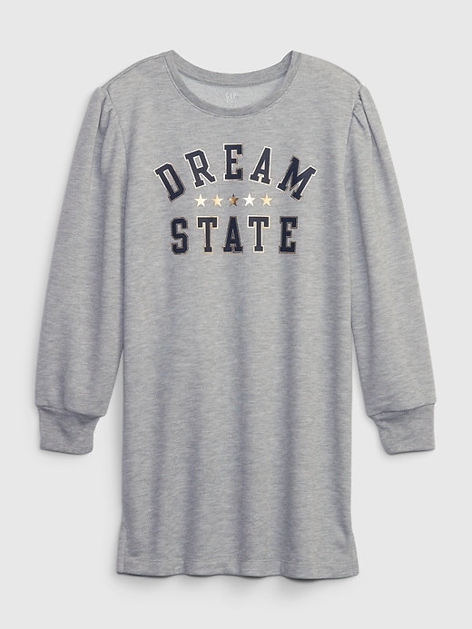 1 of 8 showing, with the color light heather grey of product Kids Recycled Graphic PJ Dress