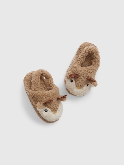 View large product image 1 of 1. Toddler Sherpa Reindeer Slippers