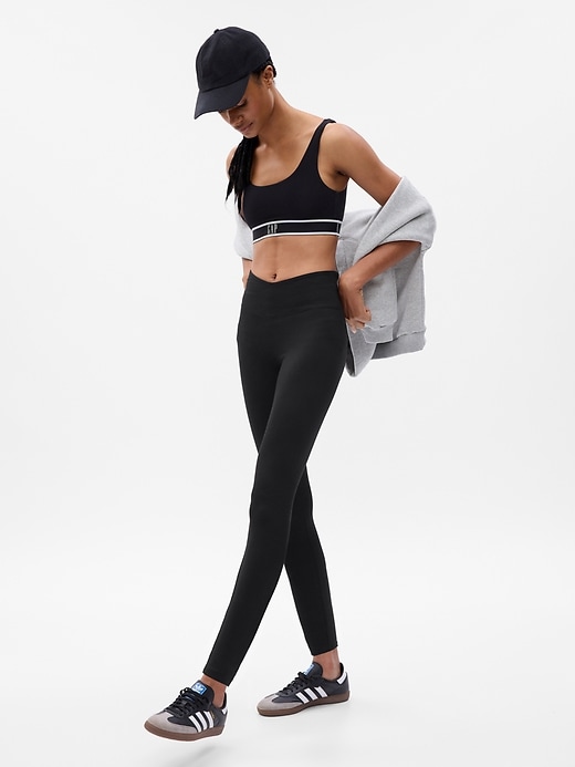 1 of 8 showing, with the color black of product GapFit Brushed Tech Jersey Leggings