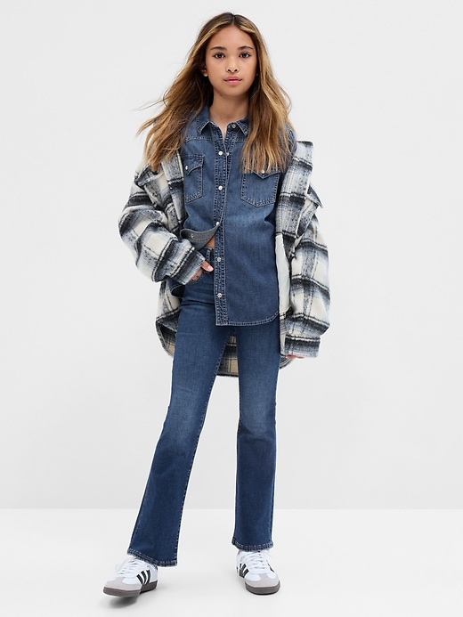 1 of 8 showing, with the color dark wash of product Kids Low Rise Boot Jeans