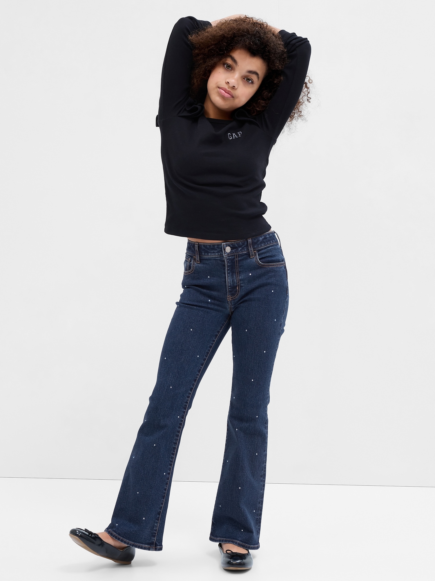 Kids High Rise Rhinestone Flare Jeans | Gap