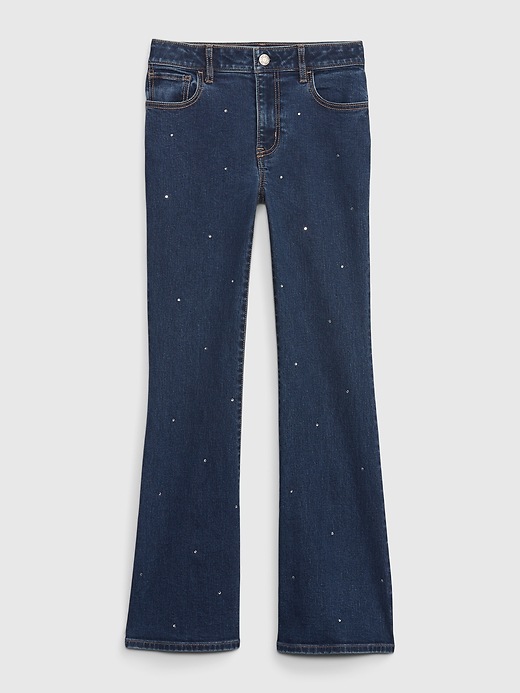 Image number 3 showing, Kids High Rise Rhinestone Flare Jeans