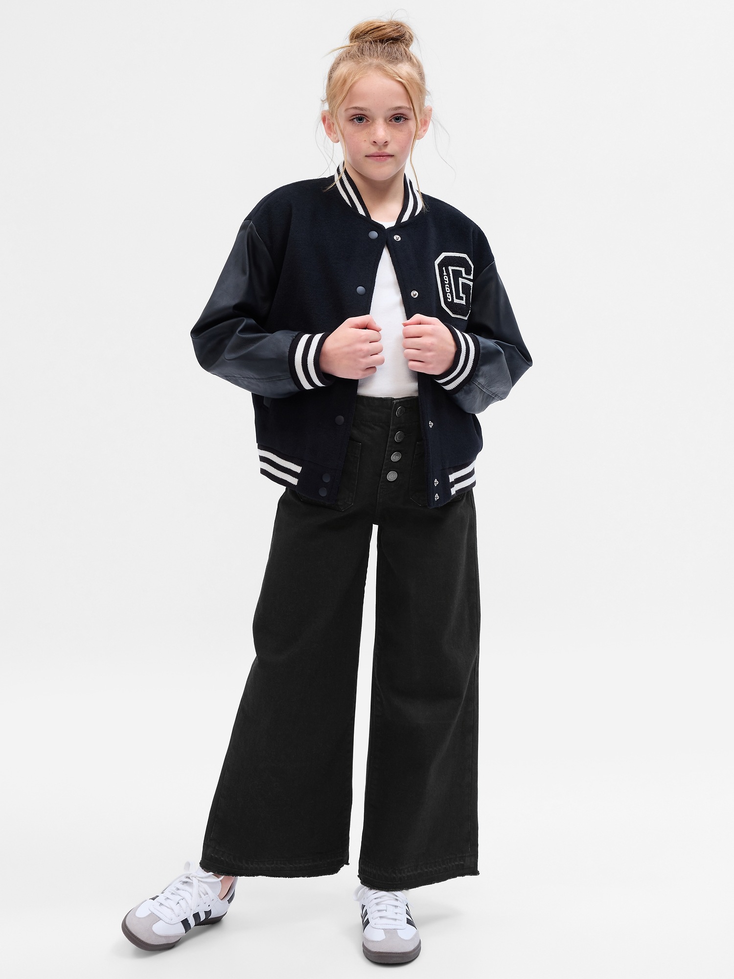 Kids High Stride Wide-Leg Ankle Jeans