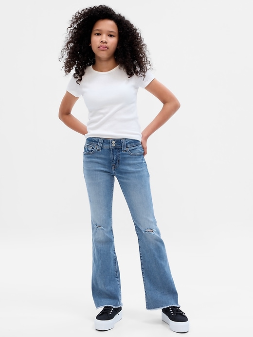 1 of 8 showing, with the color medium wash of product Kids Low Rise Flare Jeans
