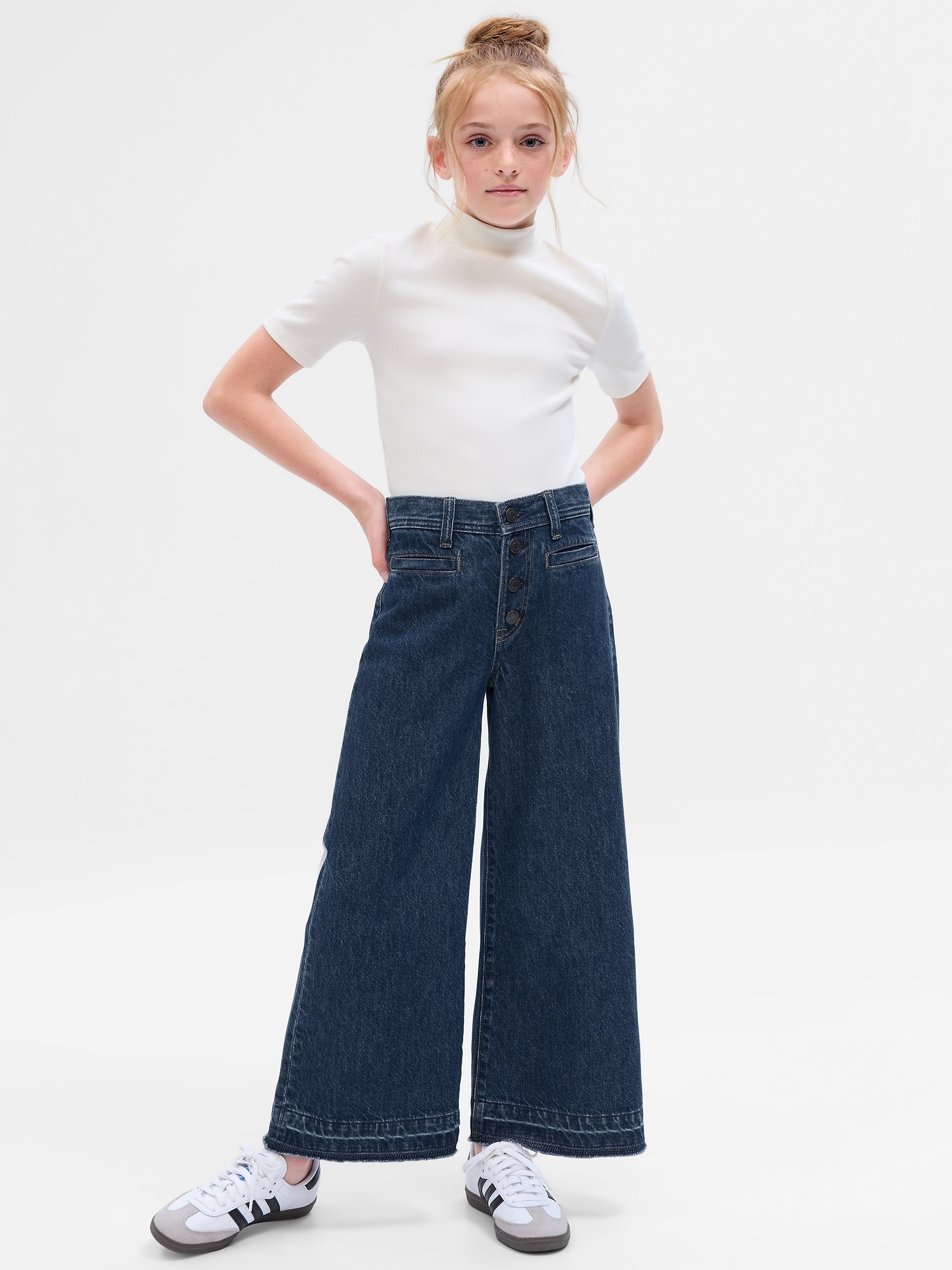 Gap Kids High Stride Wide-Leg Ankle Jeans