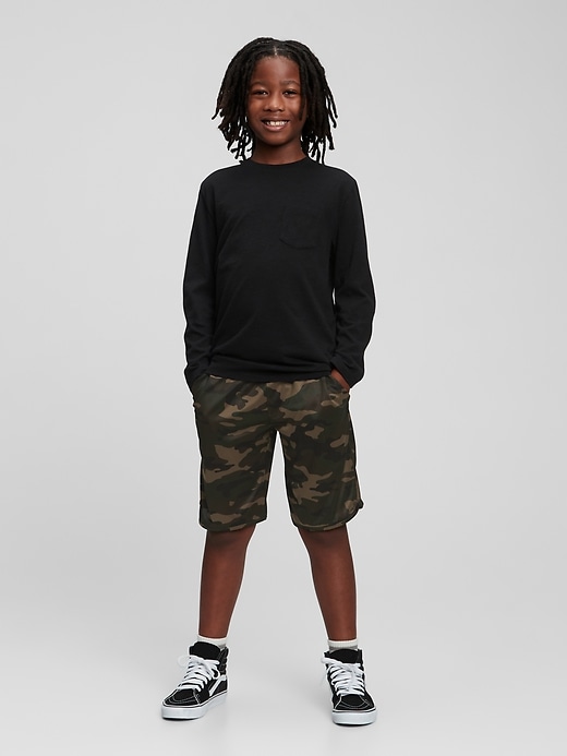 1 of 8 showing, with the color GREEN CAMO of product GapFit Kids Mesh Pull-On Shorts