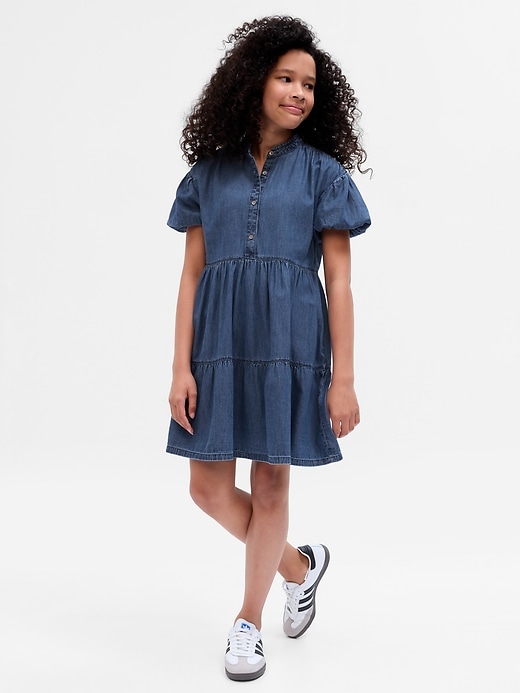 gap tiered denim dress 100% Organic Cotton Denim Tiered Dress with Washwell