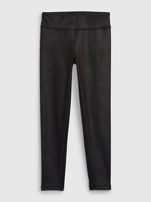 1 of 8 showing, with the color BLACK of product Kids Vegan Leather Leggings
