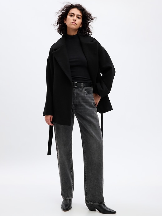 Image number 1 showing, Wool Short Wrap Coat