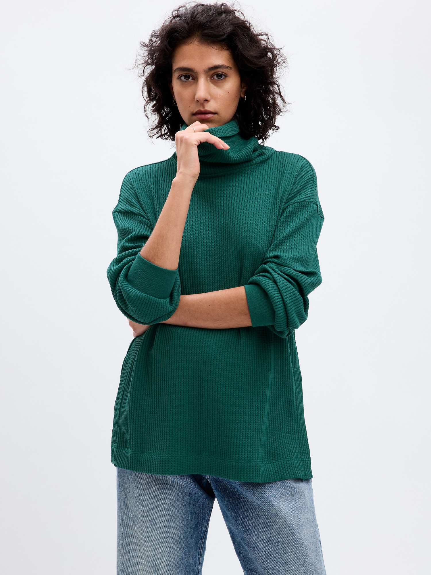 24/7 Split-Hem Waffle Turtleneck T-Shirt