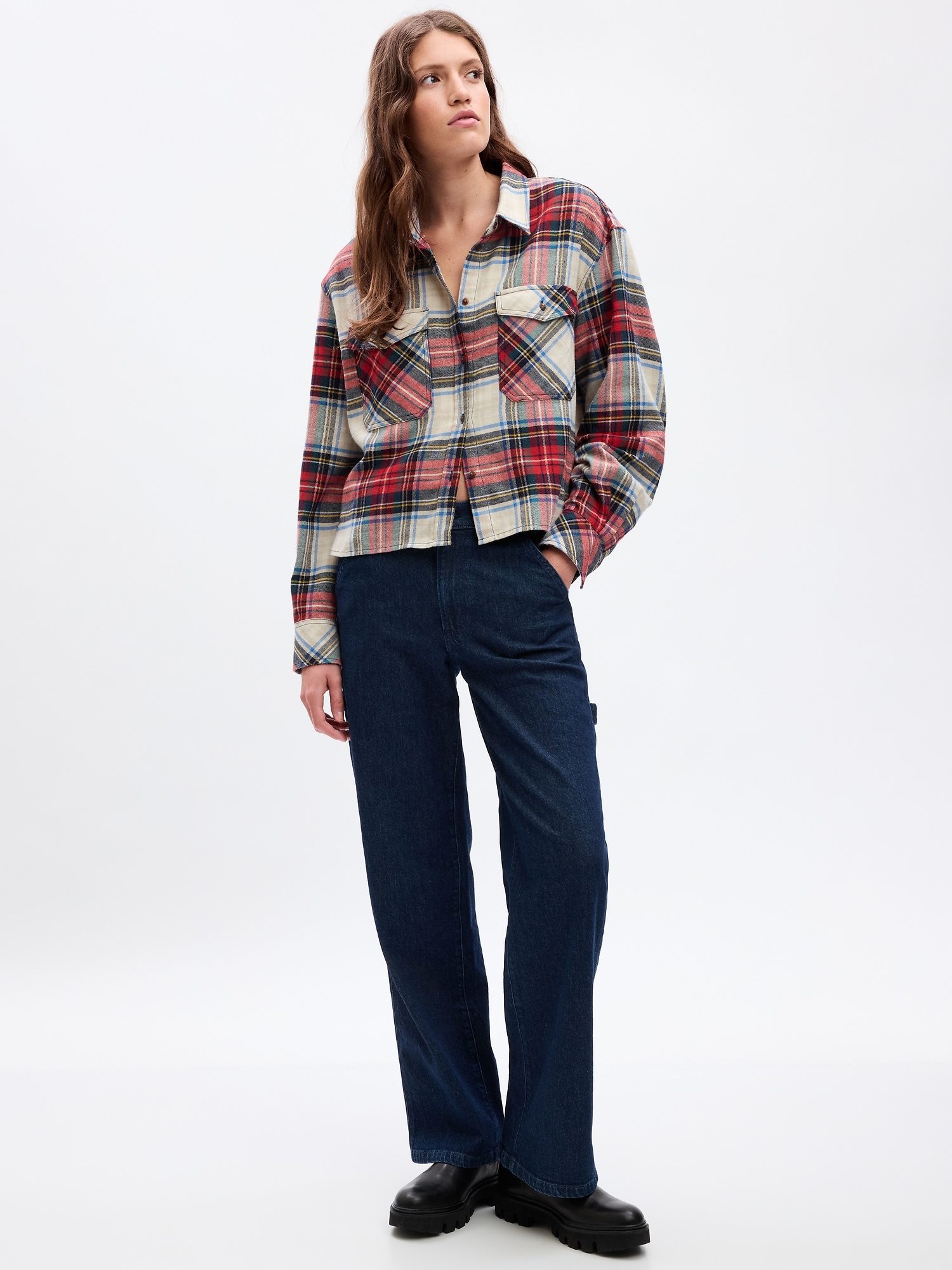 Gap Cropped Button-Front Shirt