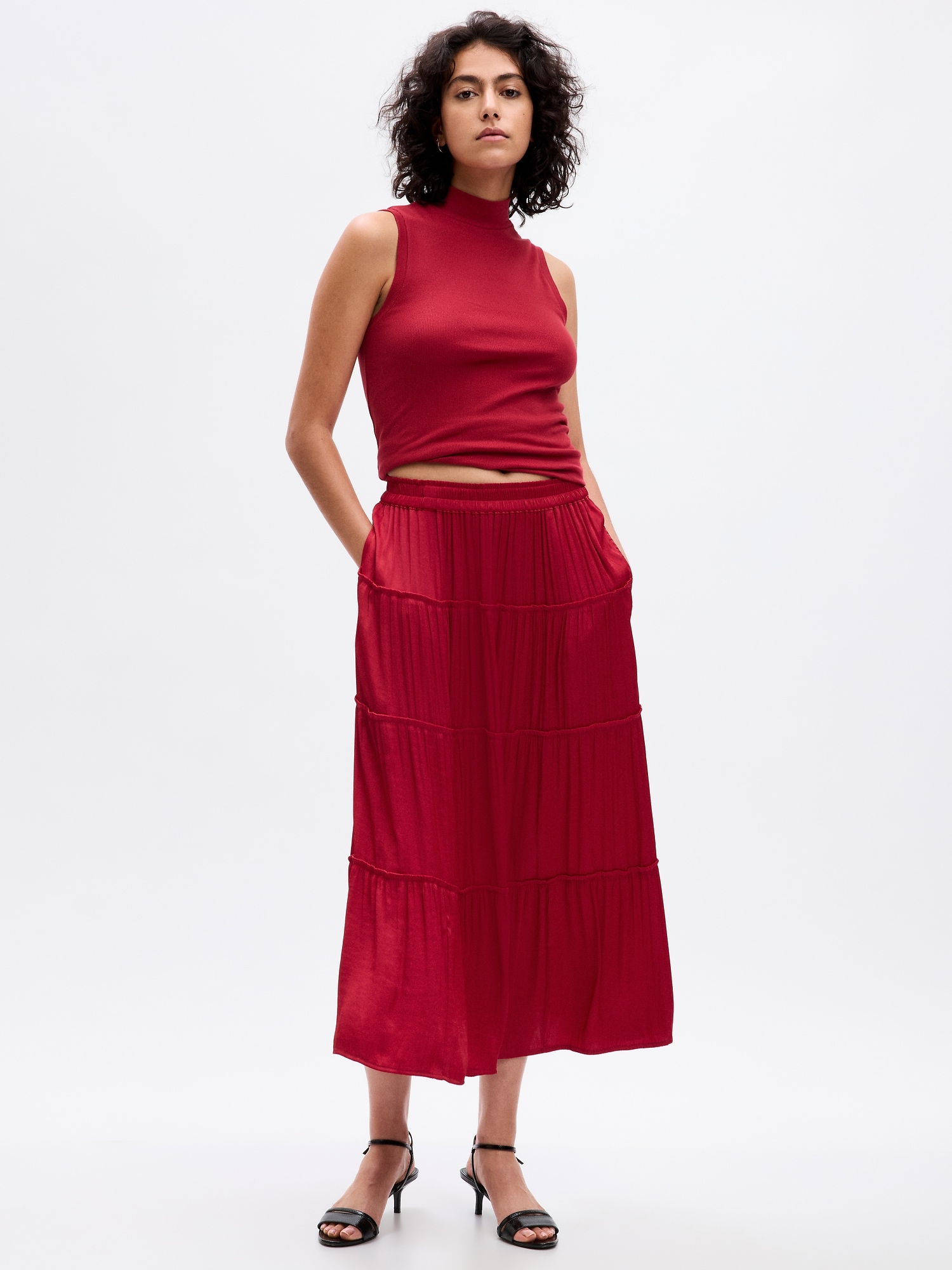 Gap Satin Tiered Maxi Skirt