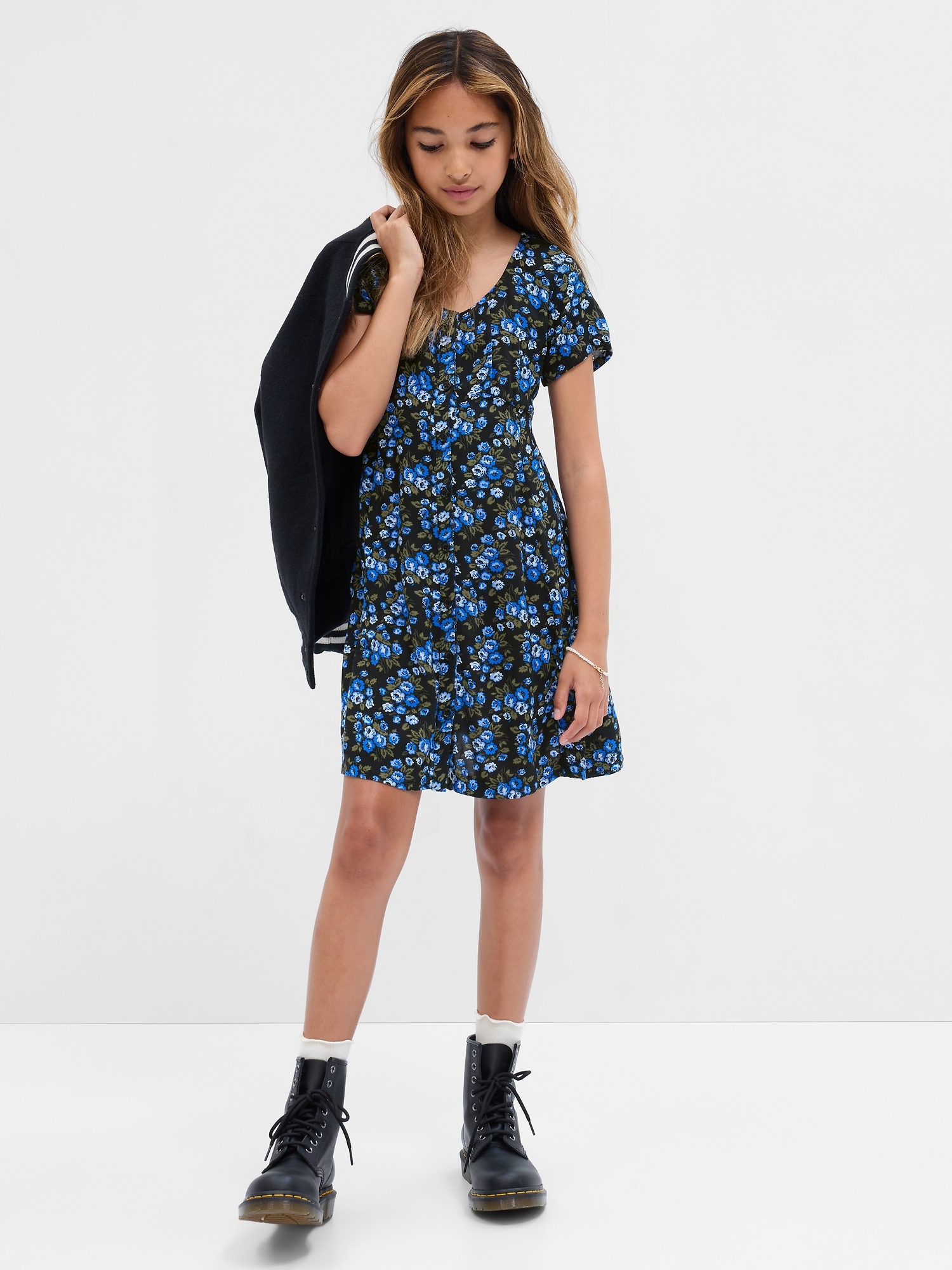 Gap Kids Button-Front Floral Dress