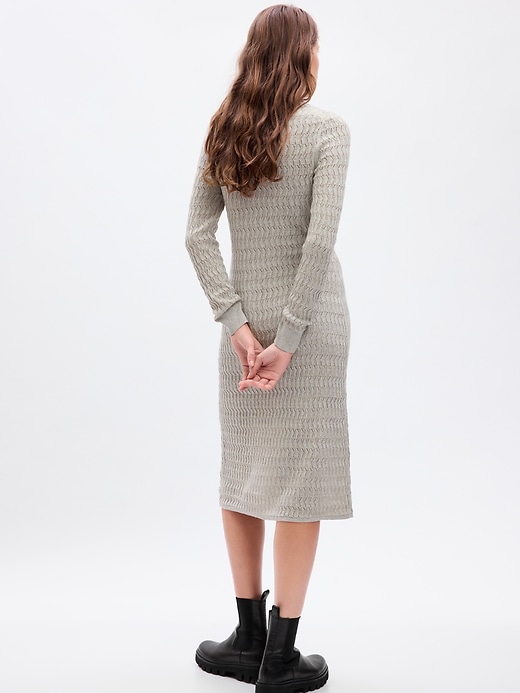 2 of 8 showing, with the color new heather grey of product Textured Midi Sweater Dress