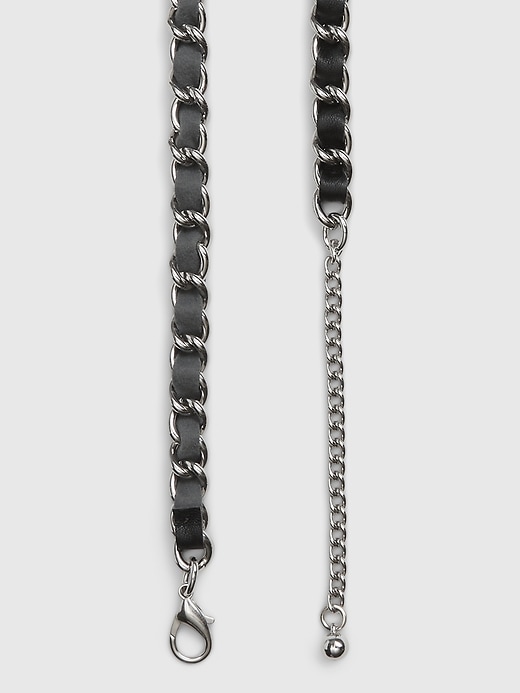2 of 8 showing, with the color black silver combo of product Vegan Leather Chain Belt