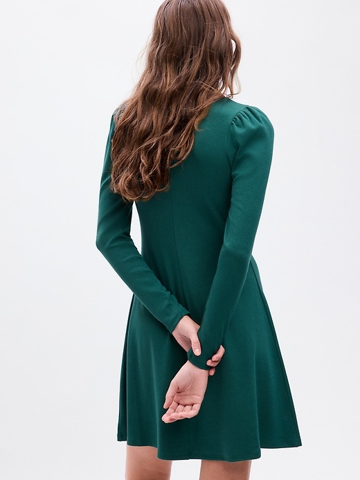 2 of 8 showing, with the color june bug green of product Modern Puff Sleeve Mini Dress