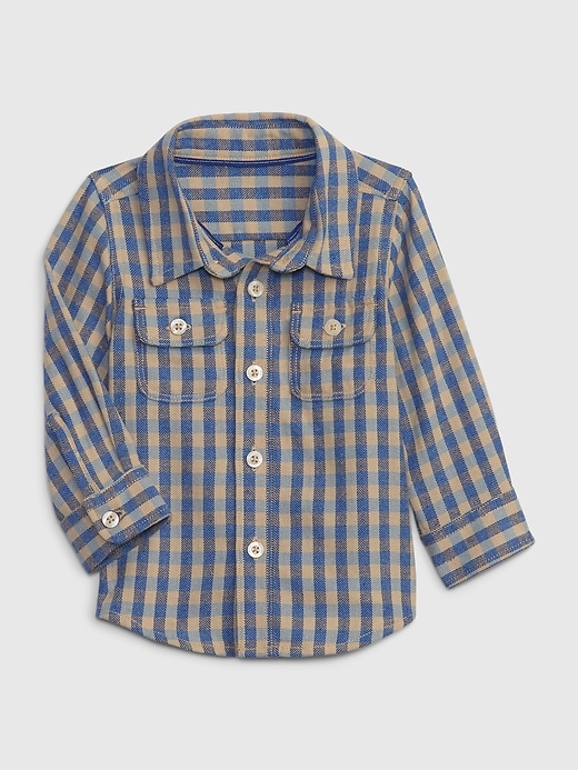 1 of 8 showing, with the color blue plaid of product Baby Plaid Shirt
