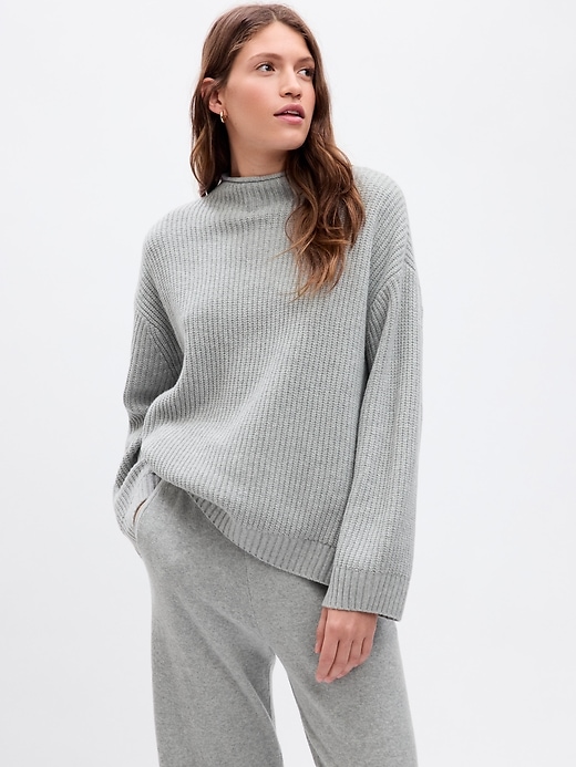 Image number 1 showing, CashSoft Funnel Neck Oversized Sweater