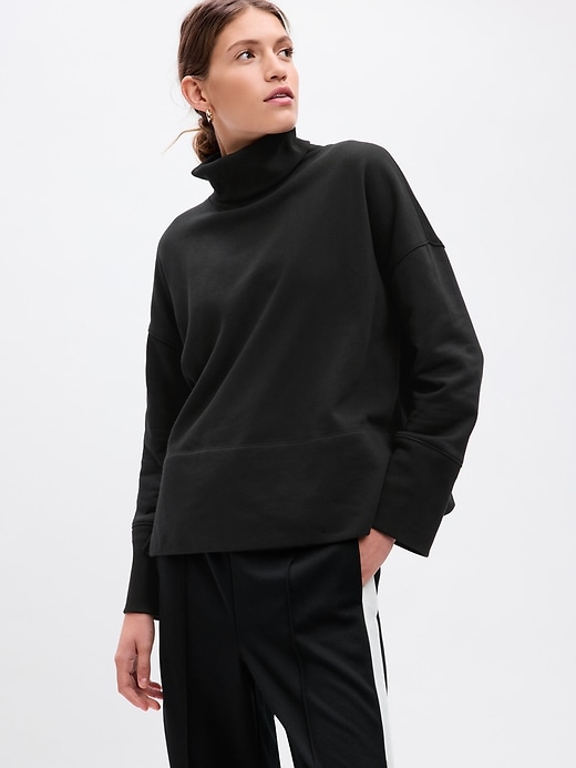 1 of 8 showing, with the color black of product 24/7 Split-Hem Vintage Soft Turtleneck Pullover