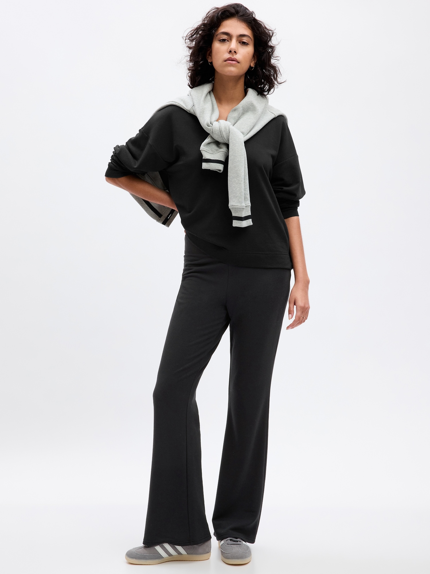 High Rise Ponte Split Flare Pants