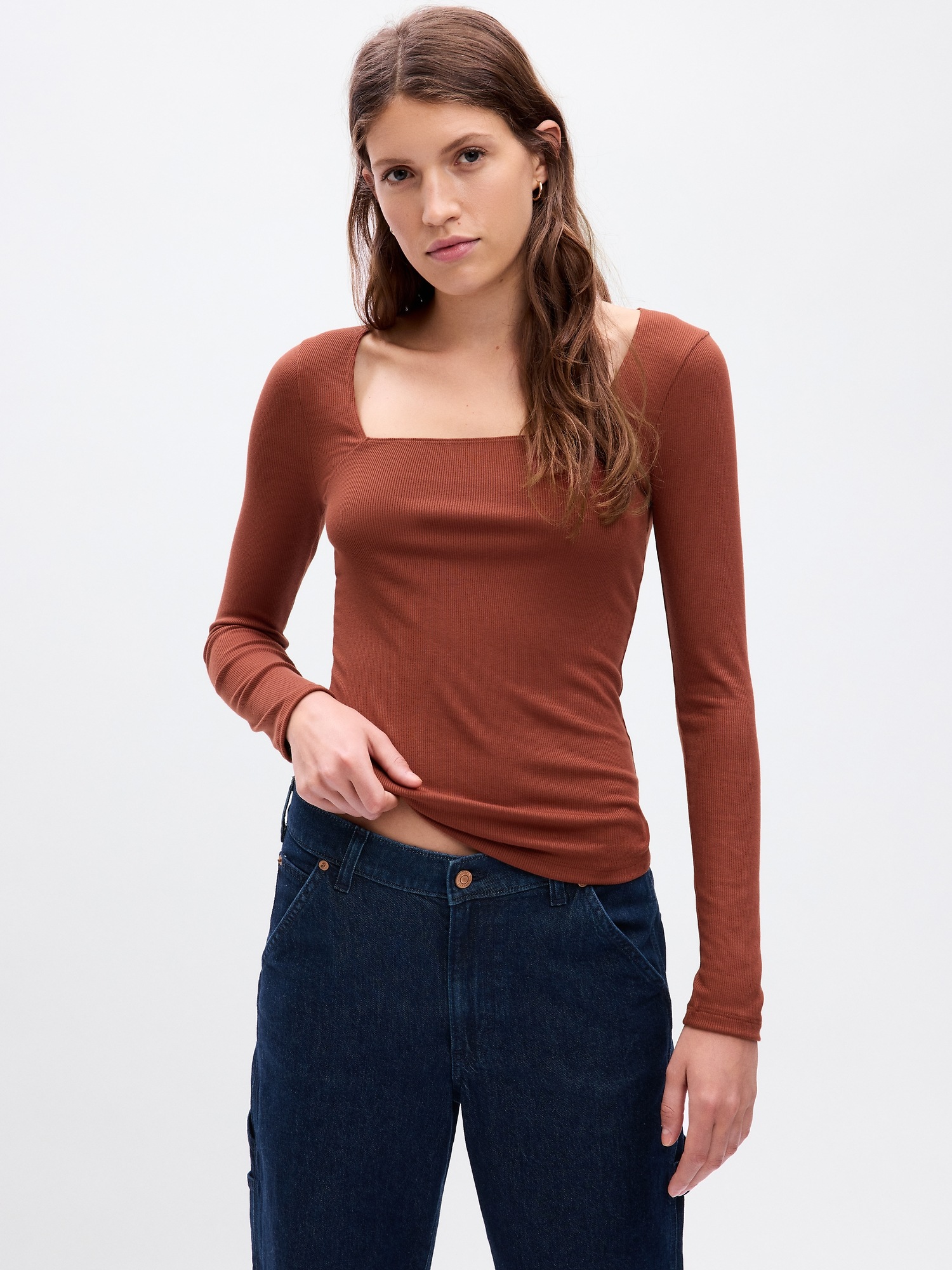 Gap Mini Rib Square Neck T-Shirt