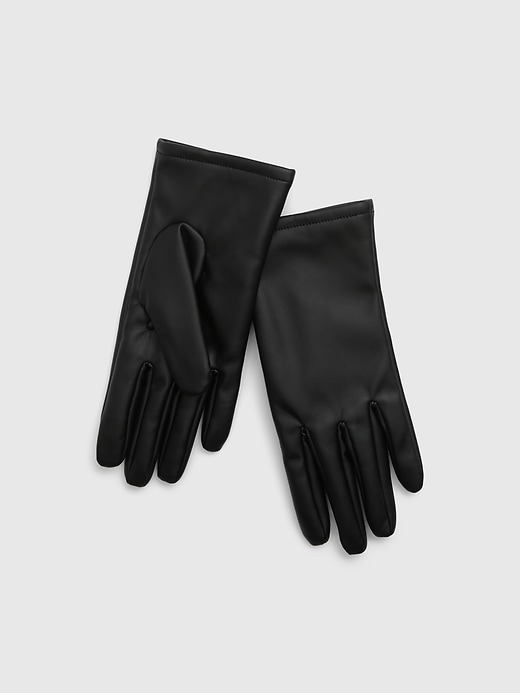 1 of 8 showing, with the color true black of product Vegan Leather Gloves