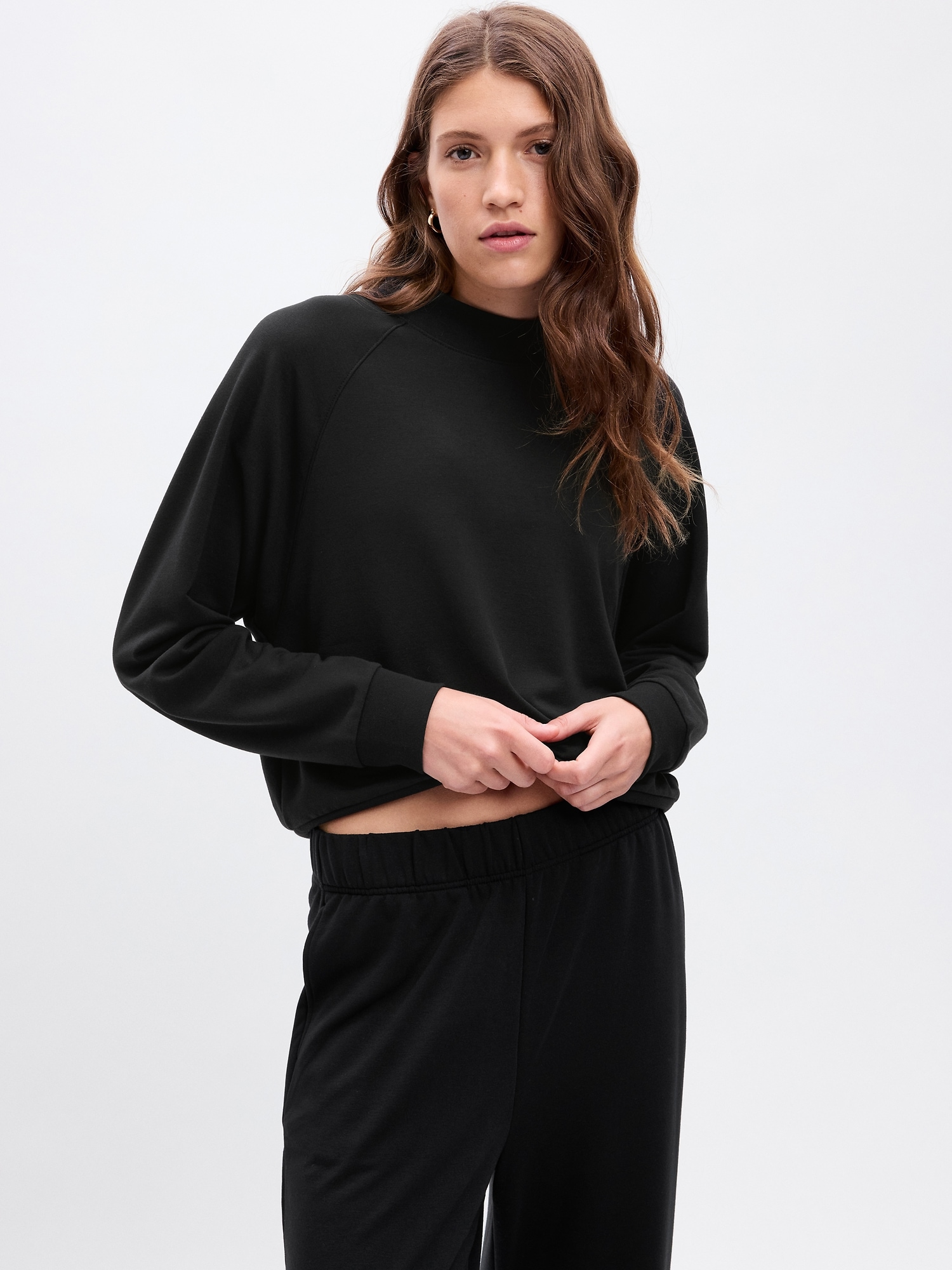 Gap Cloudlight Mockneck Sweatshirt In Black