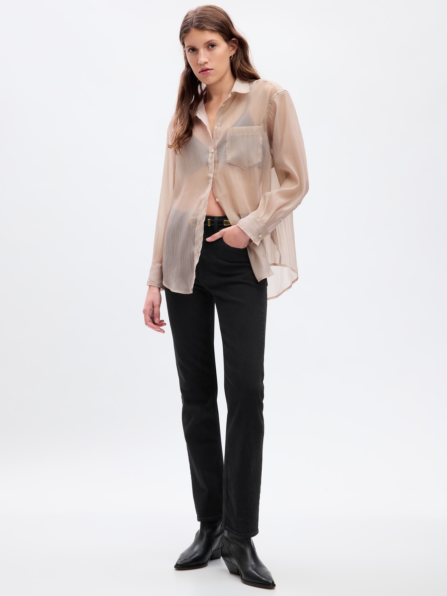 Sheer Organza Big Shirt