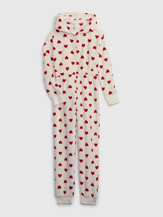 1 of 8 showing, with the color red heart white of product Kids Recycled Print PJ One-Piece