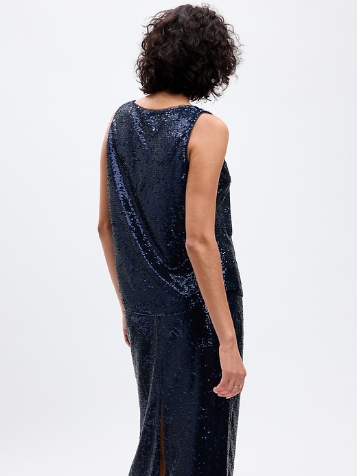 2 of 8 showing, with the color navy blue of product Sequin Tank Top
