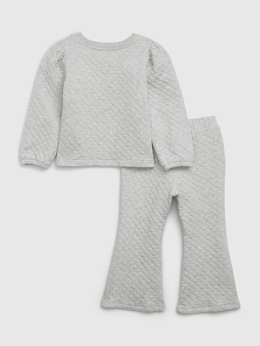 2 of 8 showing, with the color light heather grey of product Toddler Quilted Logo Sweat Set