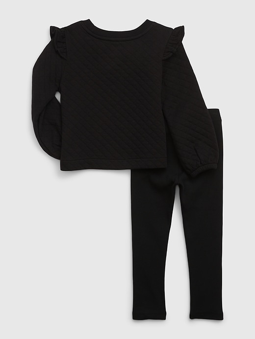 2 of 8 showing, with the color black of product Toddler Quilted Logo Sweat Set