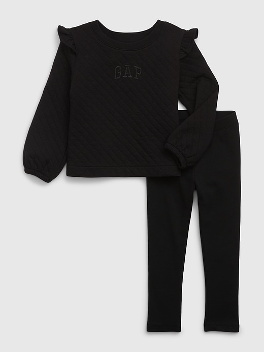 1 of 8 showing, with the color black of product Toddler Quilted Logo Sweat Set