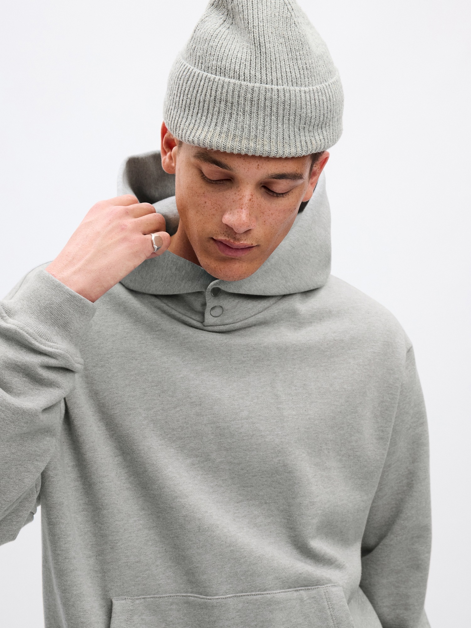 Snap Button Heavyweight Hoodie Gap