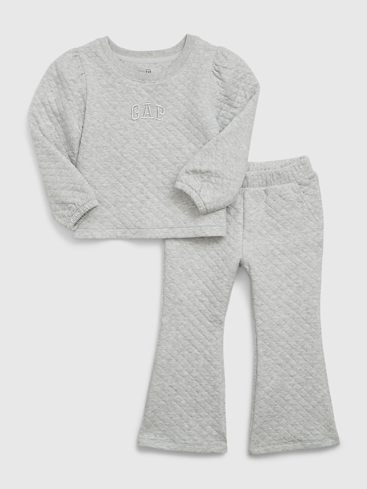 1 of 8 showing, with the color light heather grey of product Toddler Quilted Logo Sweat Set
