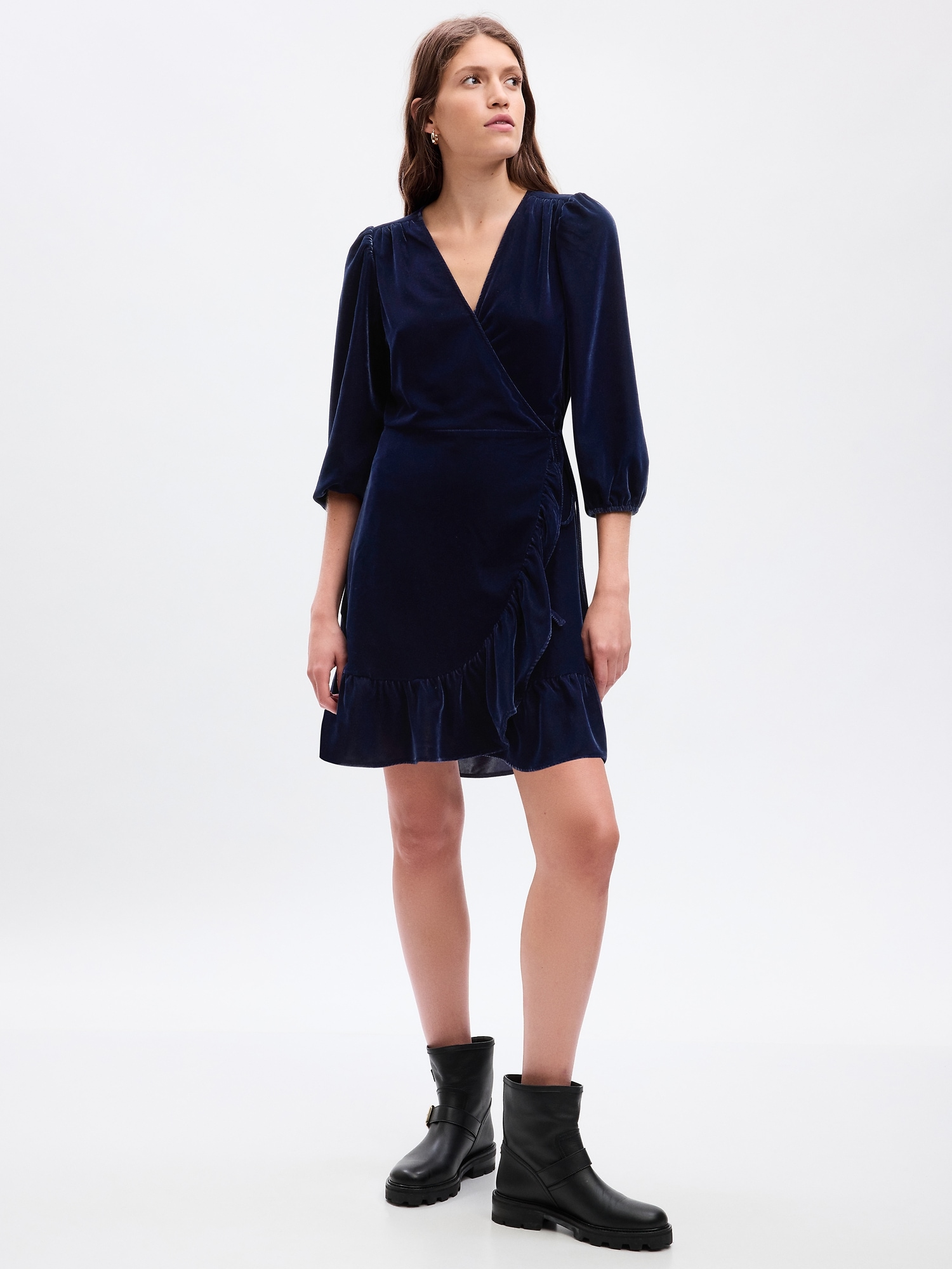 Gap Velvet Wrap Mini Dress