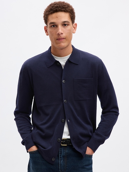 1 of 8 showing, with the color blue of product Wool Sweater Shirt