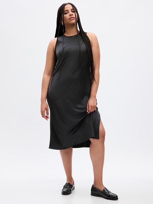 gap satin high neck midi dress Satin High-Neck Midi Dress
