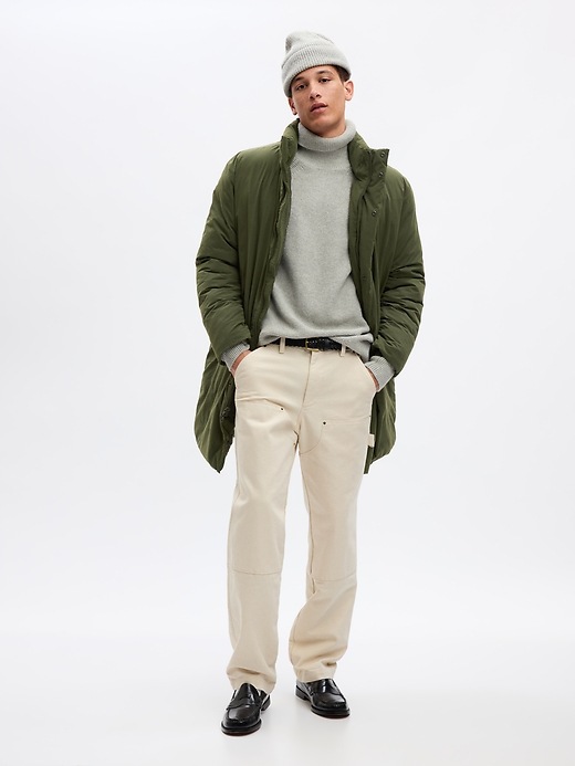 2 of 8 showing, with the color heather grey of product Seed-Stitch Turtleneck Sweater