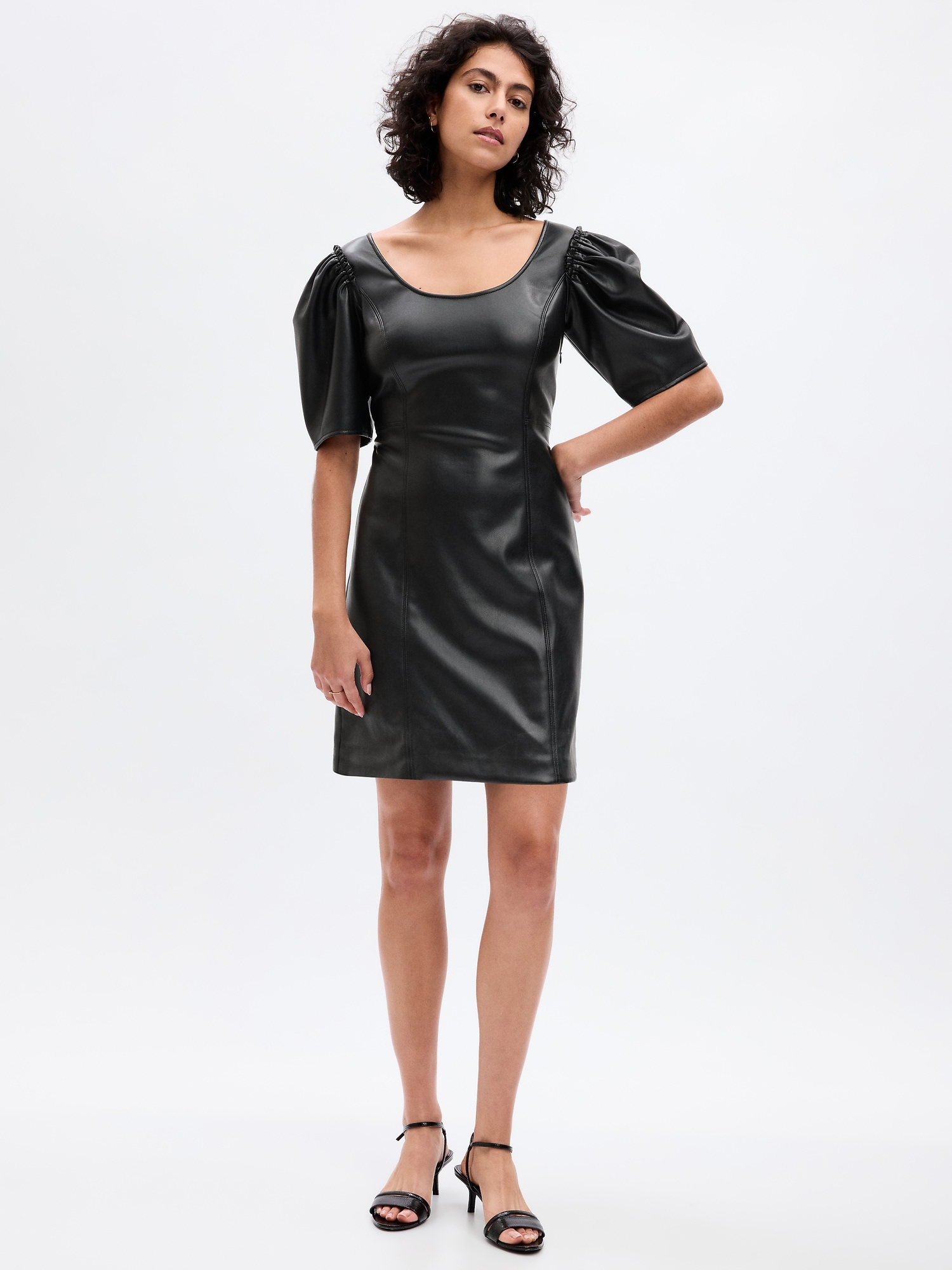 Gap Vegan Leather Puff Sleeve Mini Dress