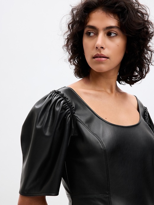 Vegan Leather Puff Sleeve Mini Dress | Gap Vegan Leather Puff Sleeve Mini Dress | Gap