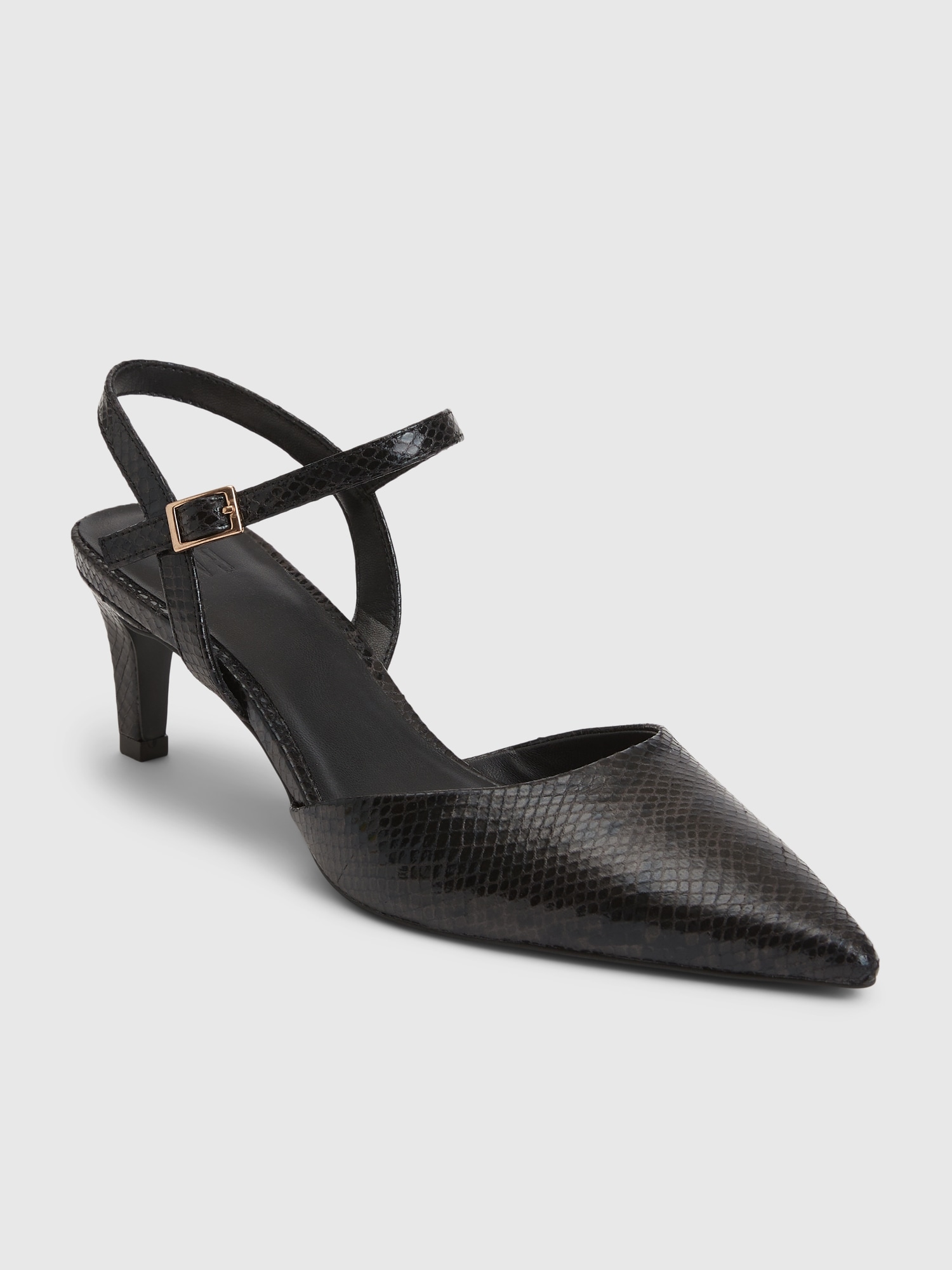 Gap Metallic Pointy Heels In Black Snake Print