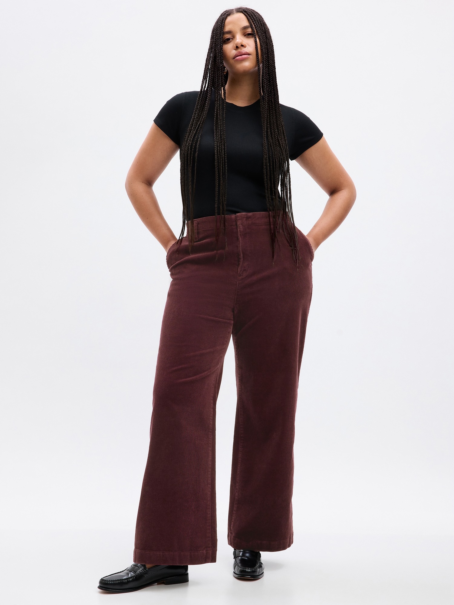 Mid Rise Loose Corduroy Pants