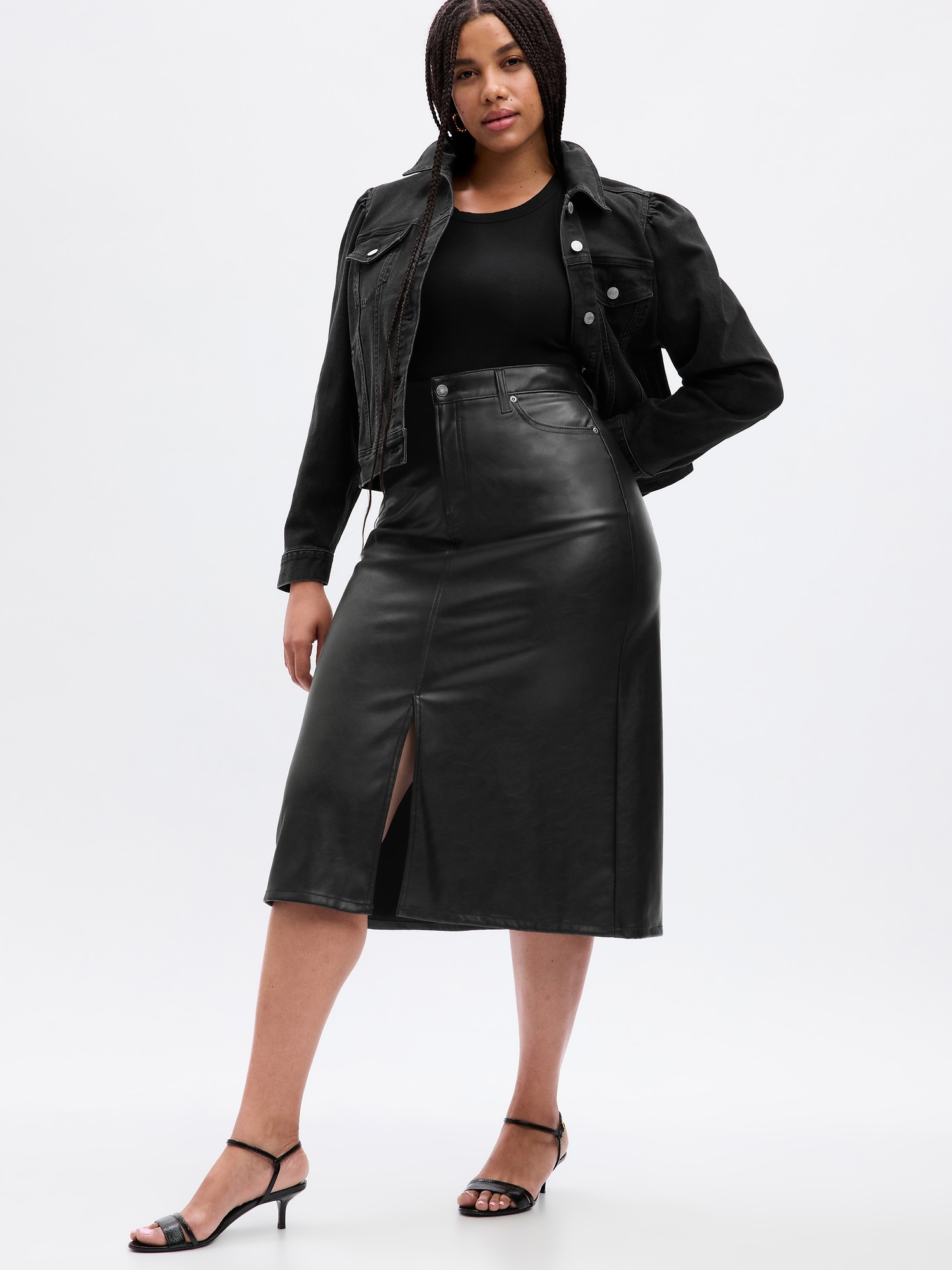 Женские юбки Gap Vegan Leather Midi Skirt — фото 4