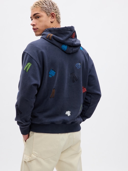 2 of 8 showing, with the color blue of product Gap Re-Issue × Sean Wotherspoon Embroidered Arch Logo Hoodie