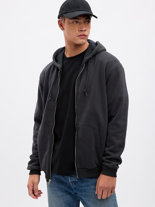 Waffle lined zip hoodie clearance