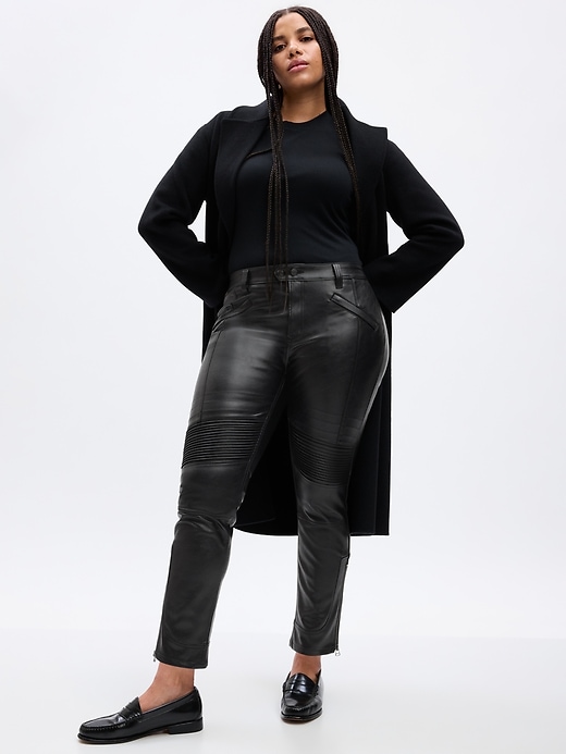 Image number 4 showing, Mid Rise Vegan Leather Moto Vintage Slim Pants