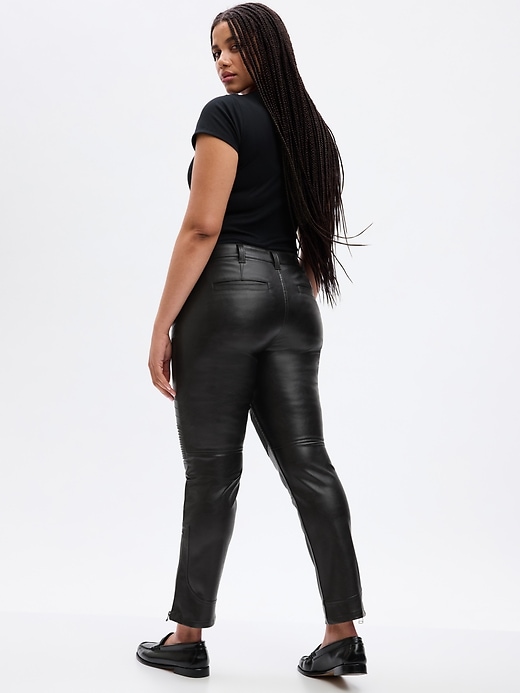 Image number 5 showing, Mid Rise Vegan Leather Moto Vintage Slim Pants